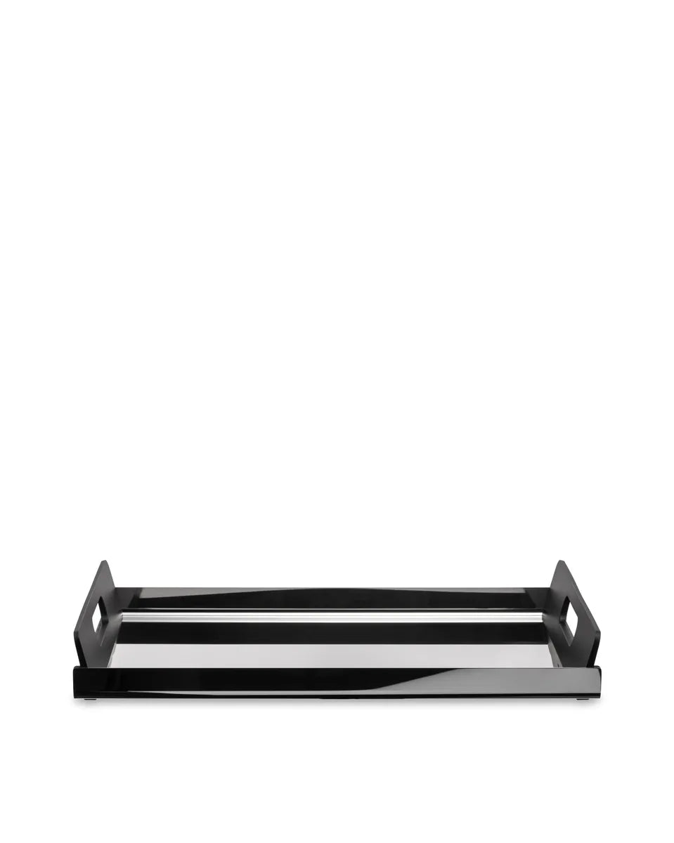 Alessi Vassily vassoio rettangolare acciaio inox nero con manici in resina termoplastica