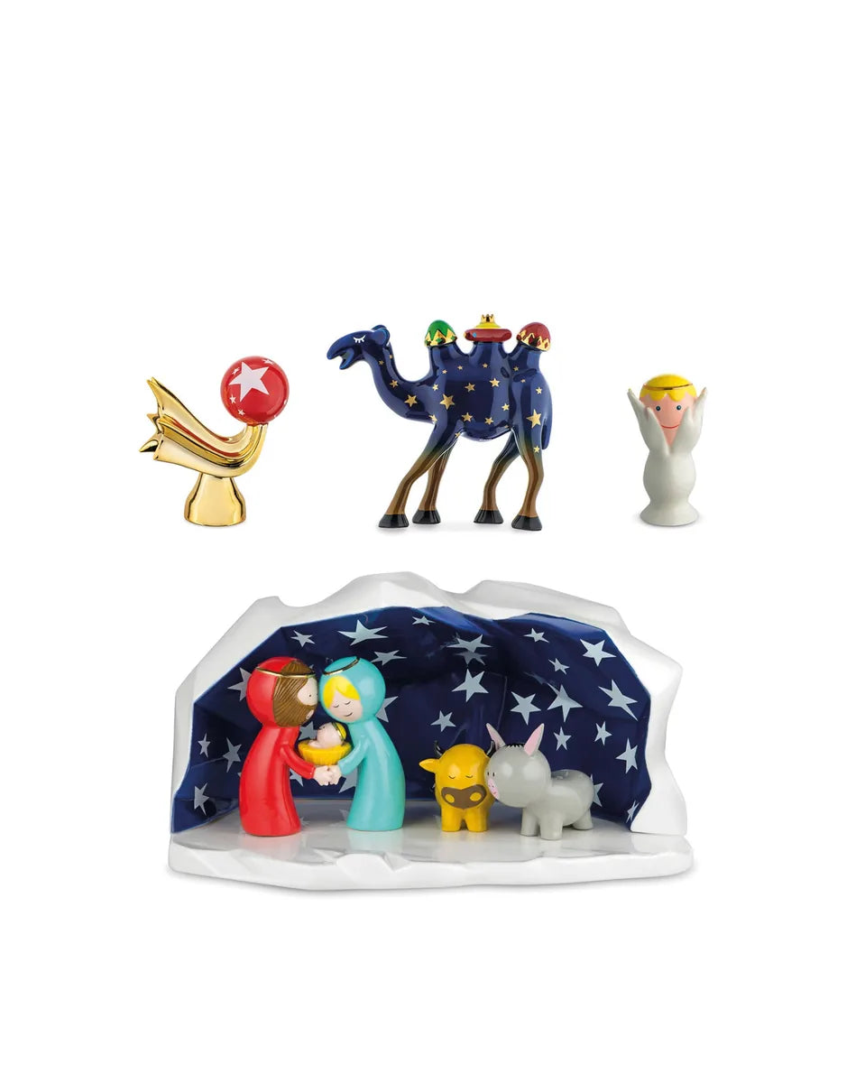 Alessi Presepe Happy Eternity 5 Pezzi in porcellana bianca decorata a mano - Design Giacon & Jori