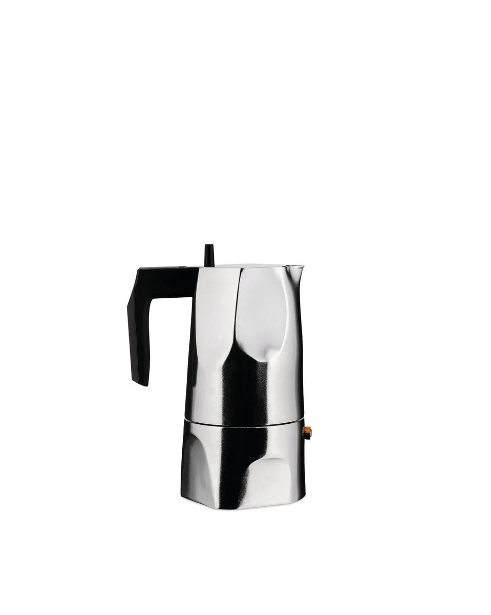 Alessi Caffettiera Espresso Ossidiana 1 tazza in alluminio nero brillantato, design Mario Trimarchi