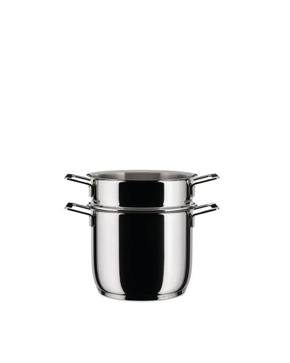 Alessi Set Pasta Pots&Pans acciaio inox lucido argento design Jasper Morrison