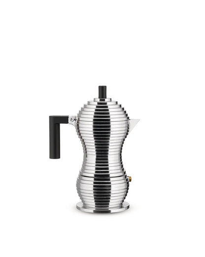 Alessi Caffettiera Espresso Pulcina in alluminio con manico PA, design Michele de Lucchi