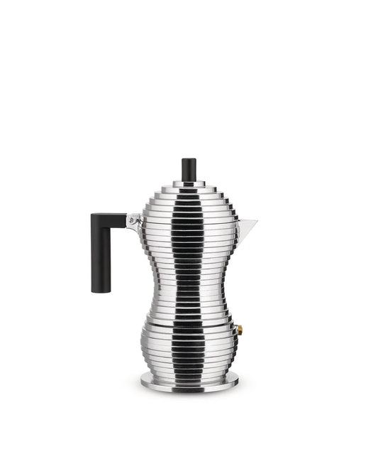 Alessi Caffettiera Espresso Pulcina in alluminio con manico PA, design Michele de Lucchi