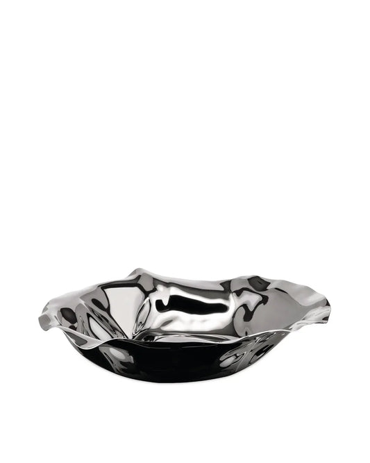 Alessi Cestino Rotondo Sarrià in acciaio inossidabile con bordo increspato, design Lluís Clotet