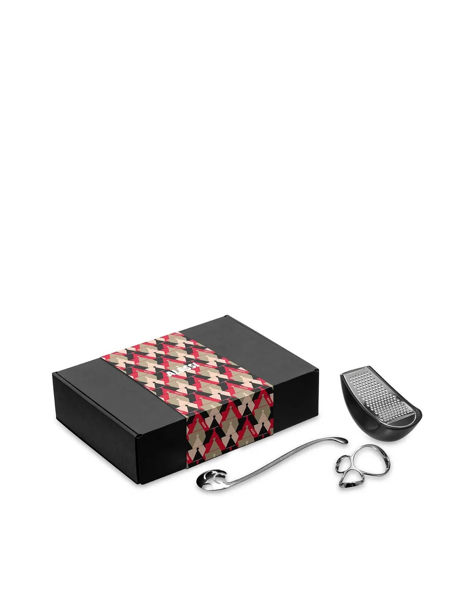 Alessi Set Pasta Lucidato acciaio inossidabile argento design Patrick Jouin