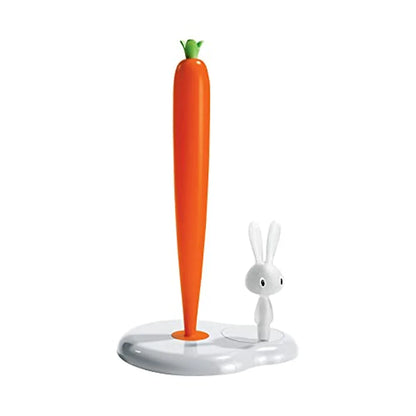 Alessi Portarotolo Bunny and Carrot resina bianco e verde design Stefano Giovannoni