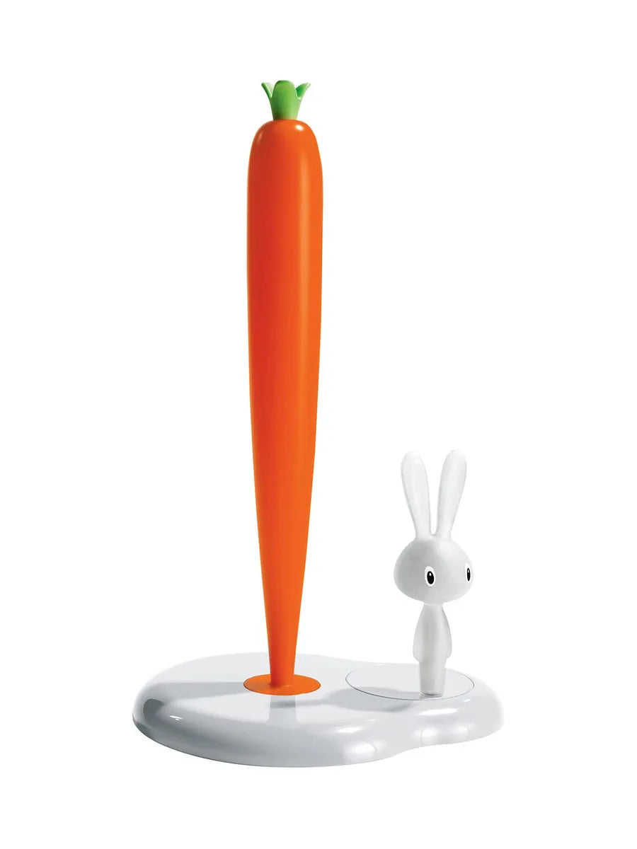 Alessi Portarotolo Bunny and Carrot resina bianco e verde design Stefano Giovannoni