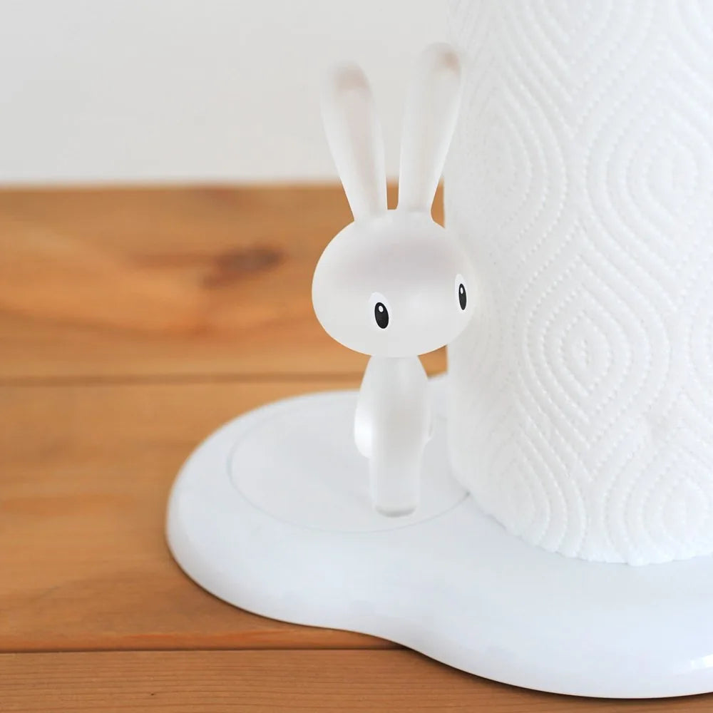 Alessi Portarotolo Bunny and Carrot resina bianco e verde design Stefano Giovannoni