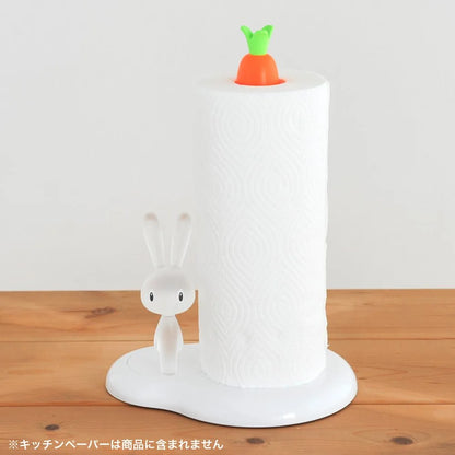 Alessi Portarotolo Bunny and Carrot resina bianco e verde design Stefano Giovannoni