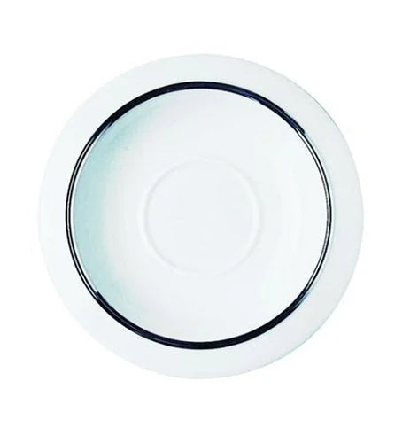 Alessi Filetto sottotazza tè porcellana bianca decoro platino Castiglioni