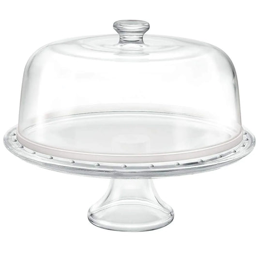 Borgonovo Alzata Per Torta 31cm vetro trasparente con coperchio cupola