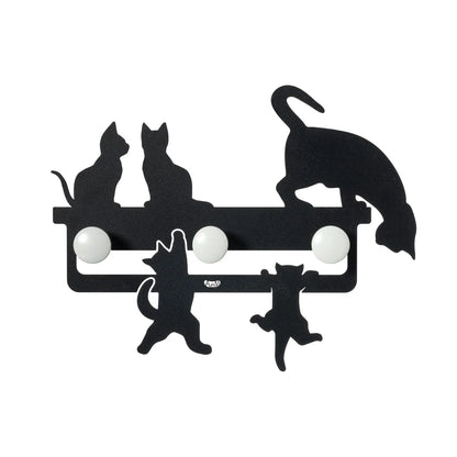 Arti & Mestieri appendiabiti a muro Cattitude design gatta con cuccioli 44x35 cm
