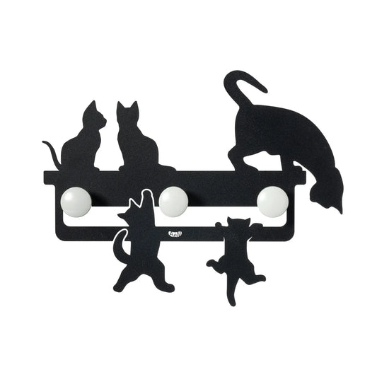 Arti & Mestieri appendiabiti a muro Cattitude design gatta con cuccioli 44x35 cm