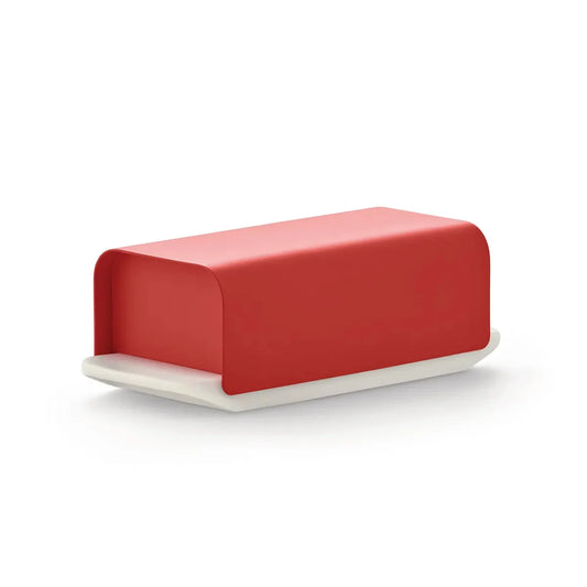 Alessi — Mattina BG04 R | Burriera in porcellana e acciaio rosso
