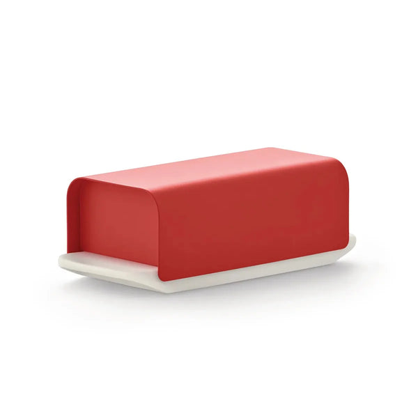 Alessi — Mattina BG04 R | Burriera in porcellana e acciaio rosso — Alessi