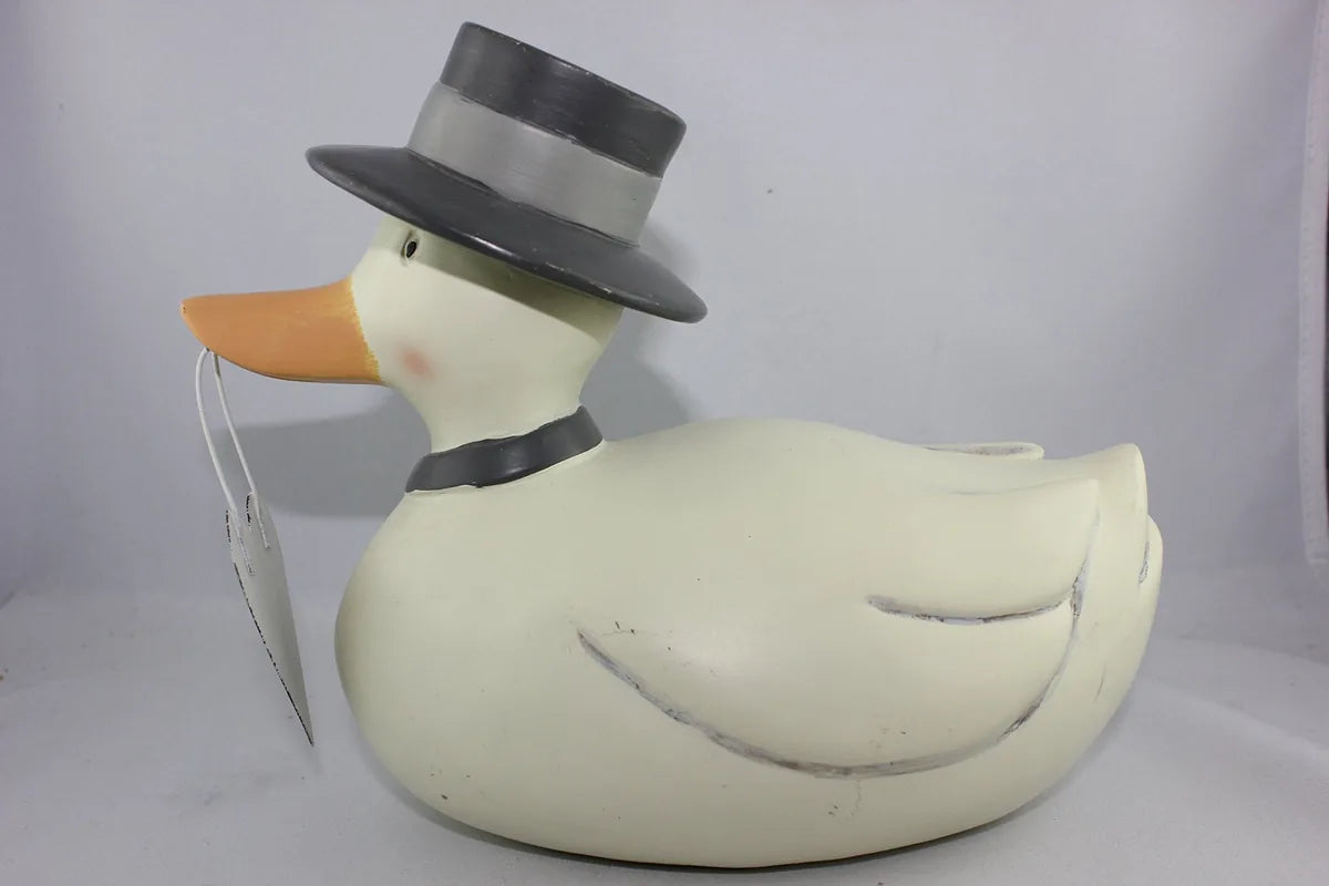 Baden Seaside Duck with Cylinder I'm in Love set 2 pezzi resina multicolore 20x16 cm