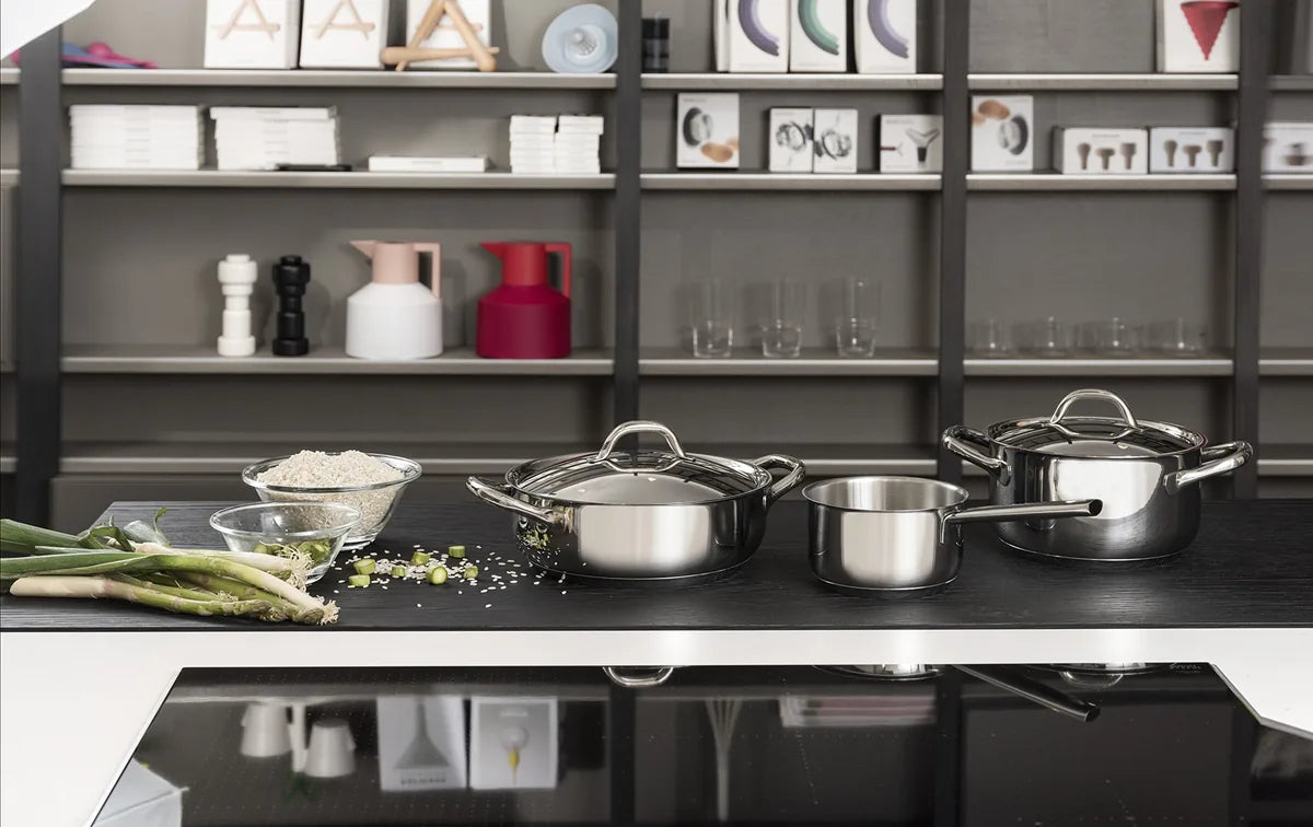 Barazzoni Chef Line tegame pentola coperchio acciaio inox 18/10 finitura lucida e satinata