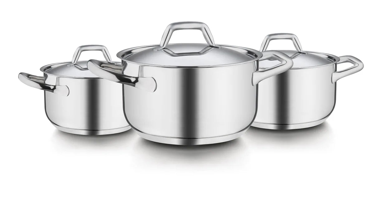 Barazzoni Chef Line tegame pentola coperchio acciaio inox 18/10 finitura lucida e satinata