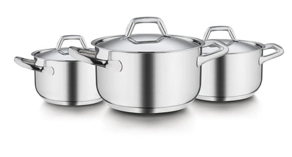 Barazzoni Chef Line tegame pentola coperchio acciaio inox 18/10 finitura lucida e satinata