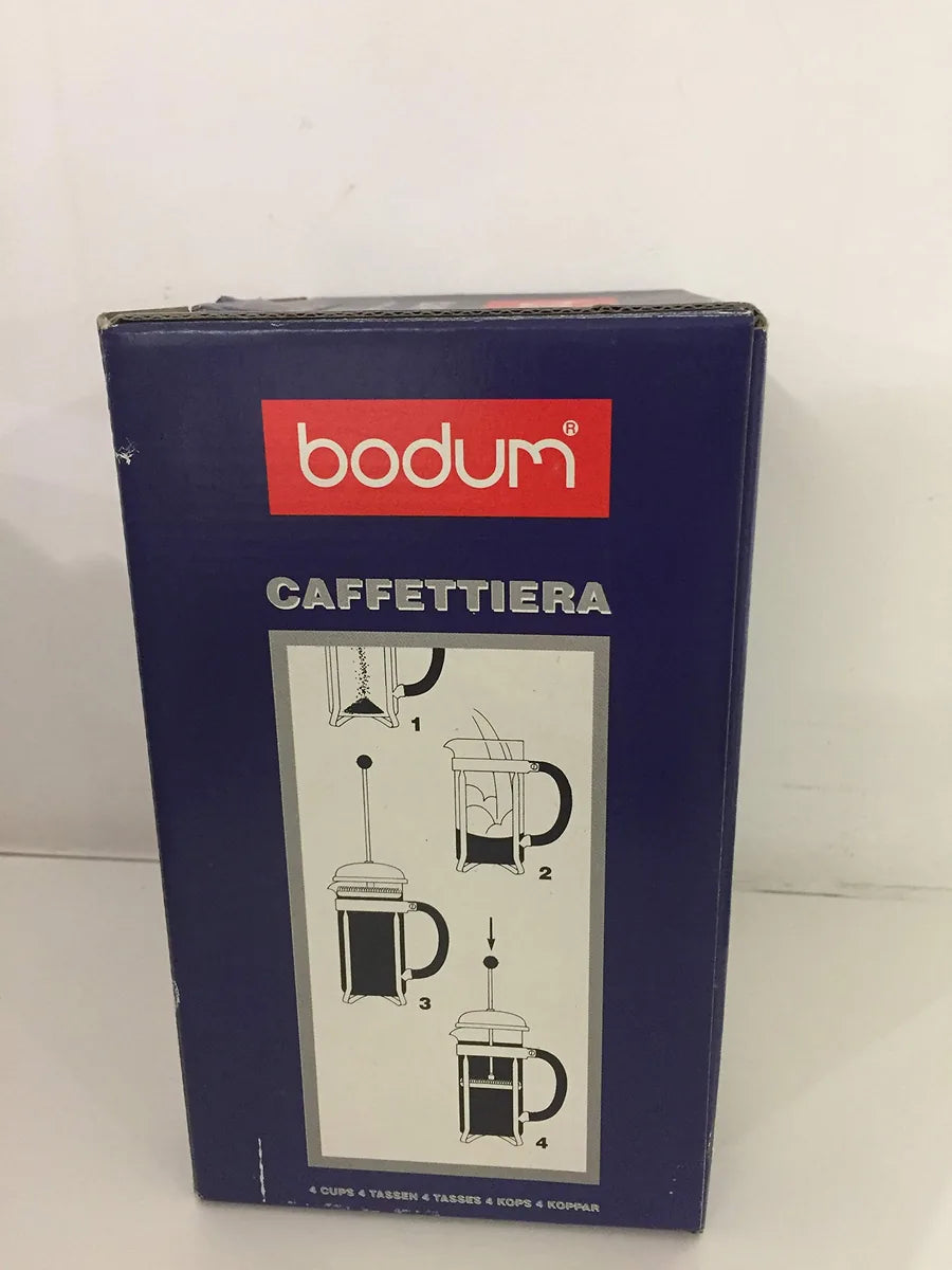 Bodum caffettiera pressofiltro 4 tazze, vetro borosilicato e acciaio inox, design danese