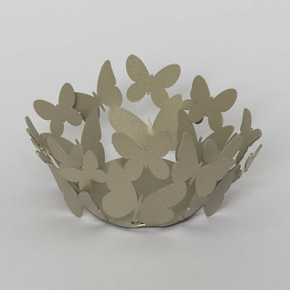 Arti & Mestieri Bomboniera Cestino Farfalle in ceramica bianco e sabbia