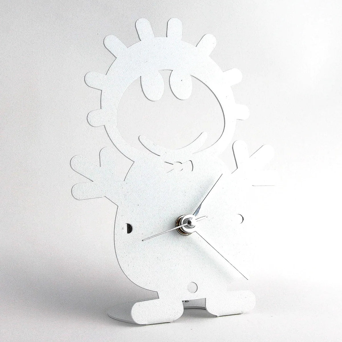 Arti & Mestieri orologio da tavolo Bibo in ferro bianco e celeste - bomboniera design