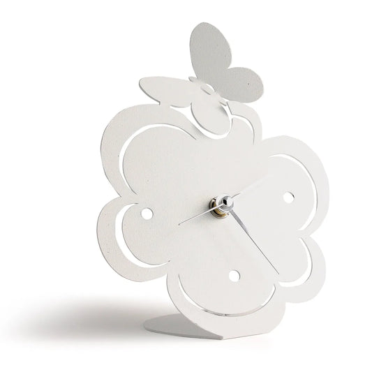 Arti & Mestieri Orologio Farfallina bomboniera di design in ferro, disponibile in bianco e sabbia