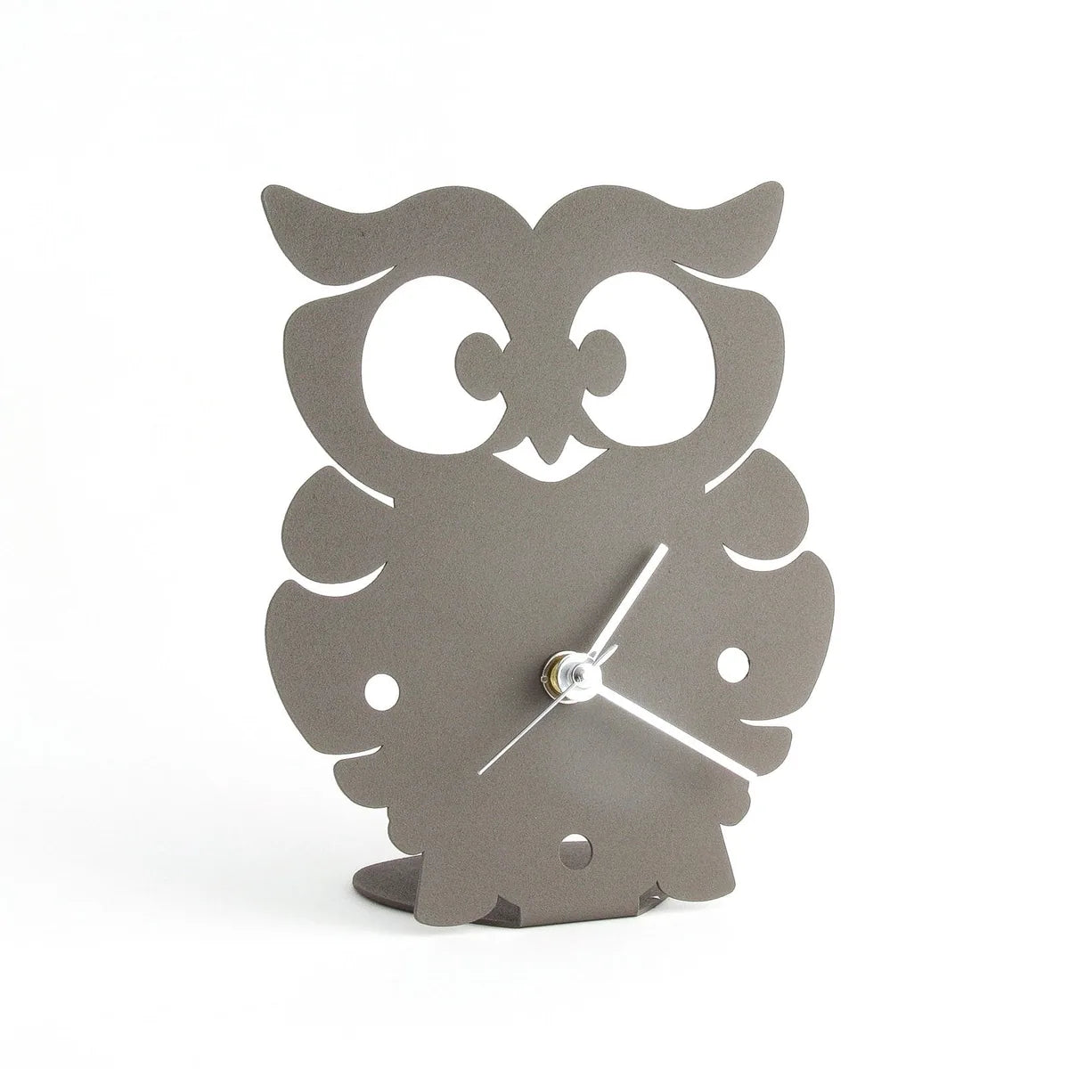 Arti & Mestieri Orologio Gufetto in ferro Bianco design italiano da tavolo