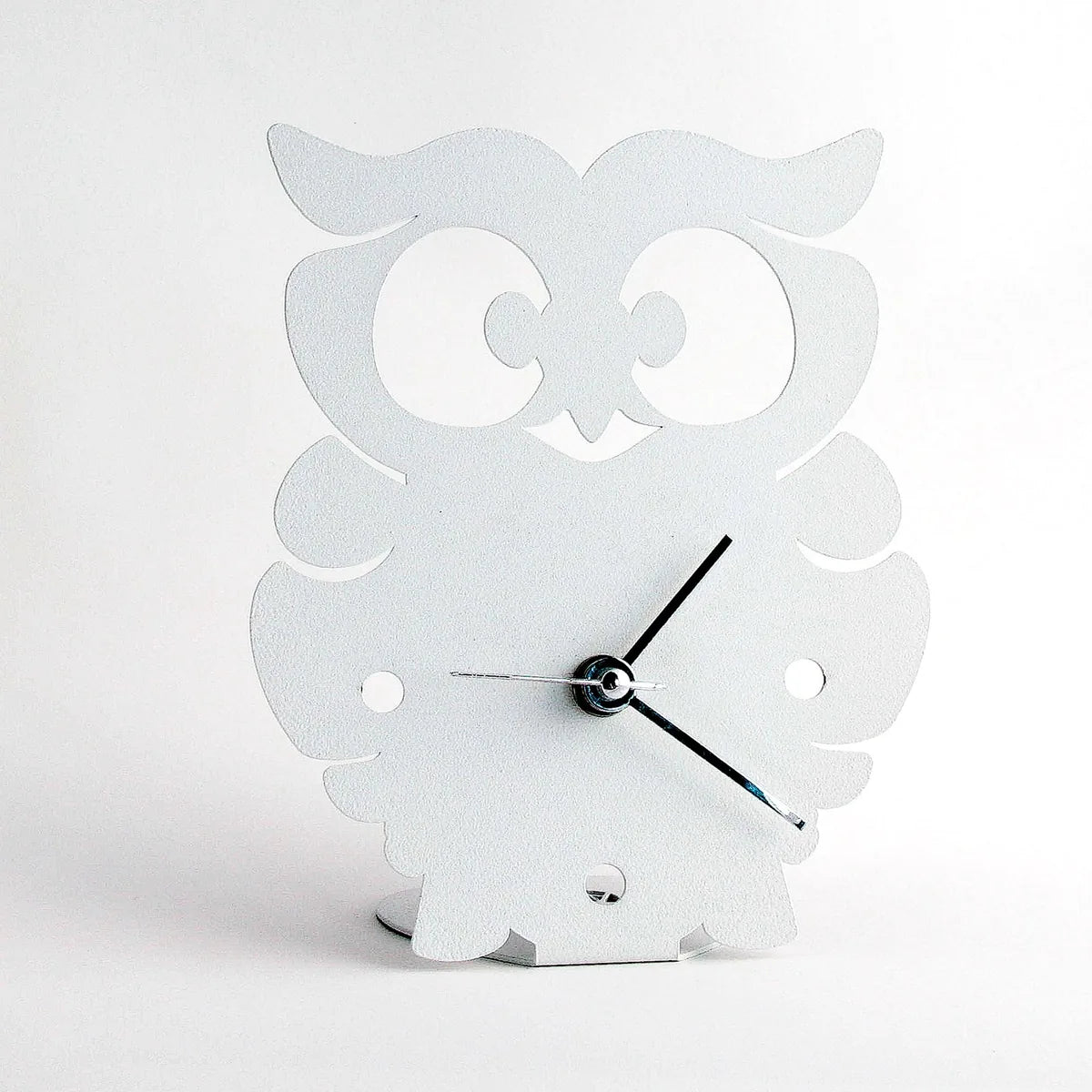 Arti & Mestieri Orologio Gufetto in ferro Bianco design italiano da tavolo