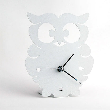 Arti & Mestieri Orologio Gufetto in ferro Bianco design italiano da tavolo
