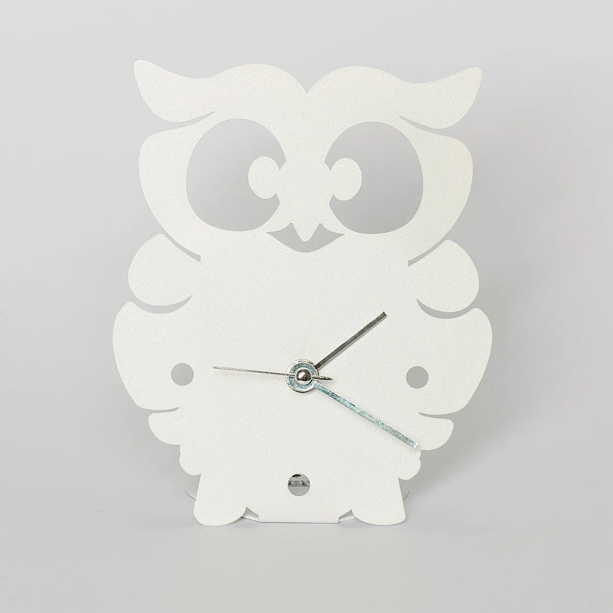 Arti & Mestieri Orologio Gufetto in ferro Bianco design italiano da tavolo