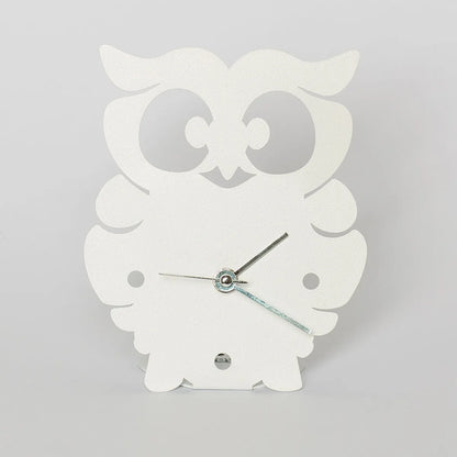 Arti & Mestieri Orologio Gufetto in ferro Bianco design italiano da tavolo