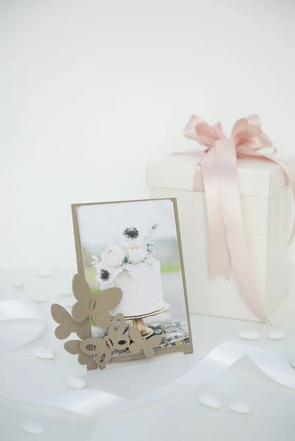 Arti & Mestieri Bomboniera Portafoto Farfalle in ferro, colore Bianco e Sabbia - Stilmobili