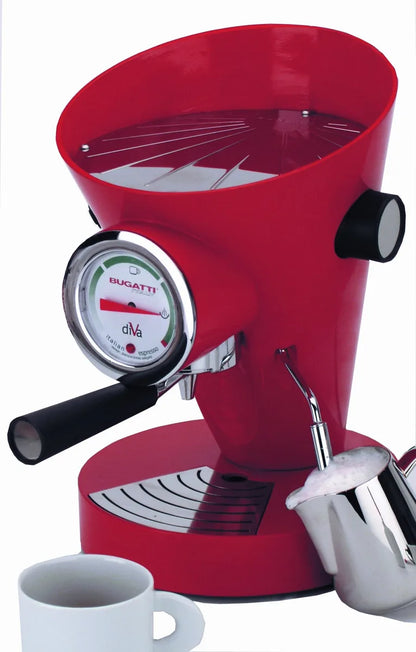 Bugatti Diva macchina espresso Hot Red, design italiano, colore rosso