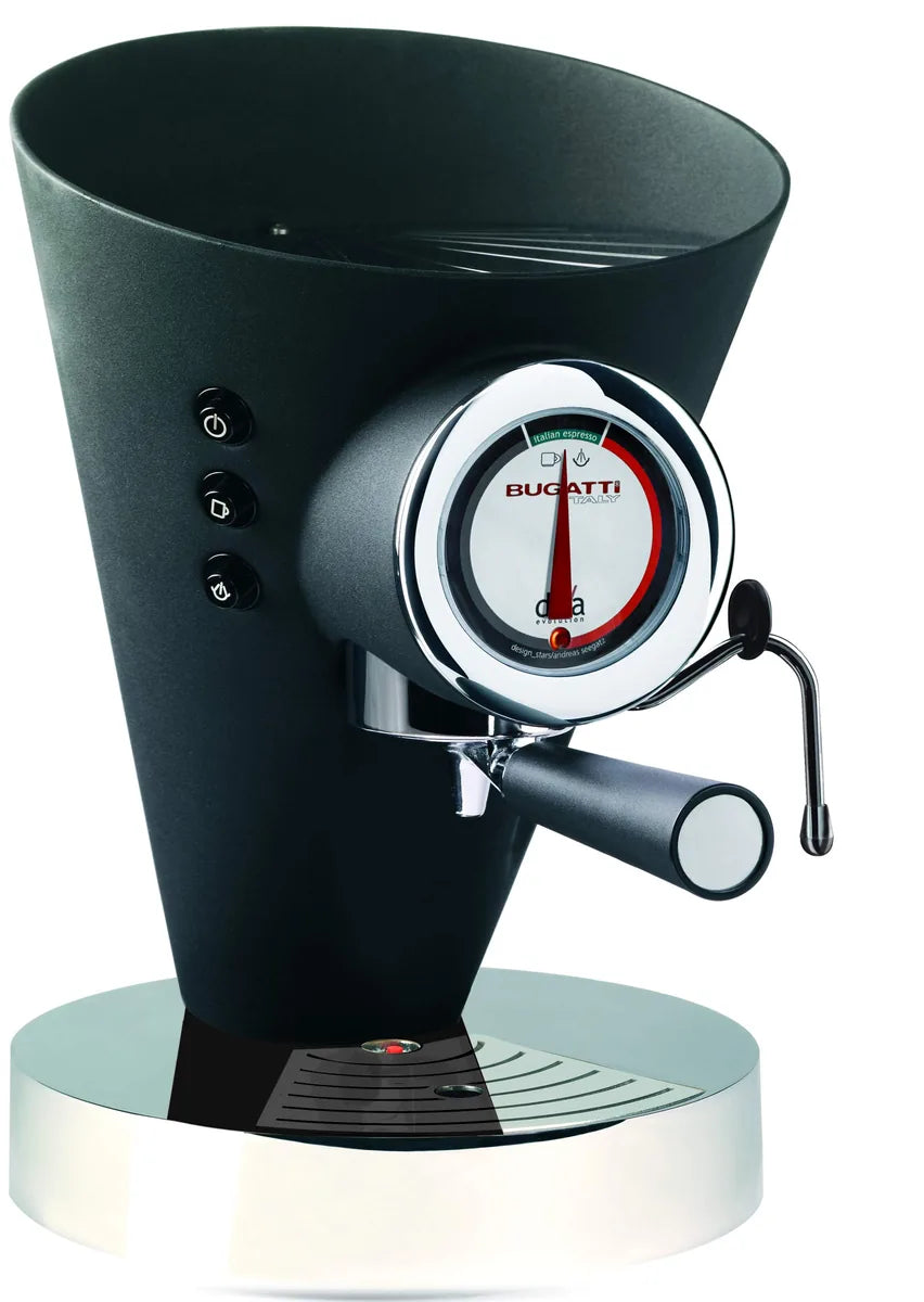 Bugatti Diva Evolution macchina espresso nero opaco alluminio acciaio inox