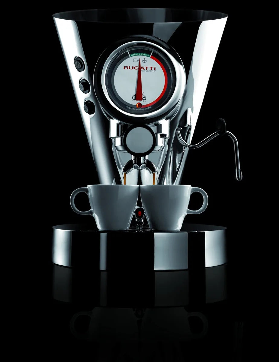 Bugatti Diva Evolution macchina espresso nero opaco alluminio acciaio inox