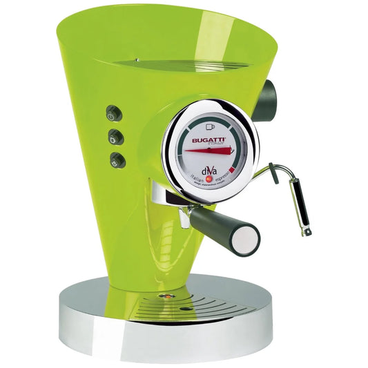 Bugatti Diva macchina per espresso alluminio e acciaio inox colore verde mela