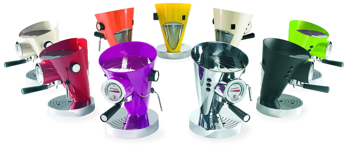 Bugatti Diva macchina espresso arancione alluminio acciaio inox pressione 15 bar