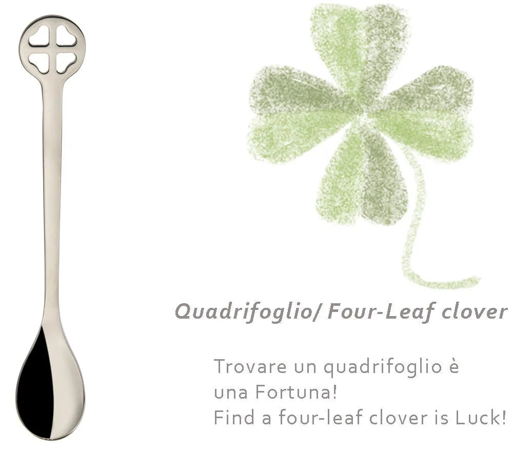 Bugatti set 6 cucchiaini da caffè acciaio INOX 18/10 finitura lucida Porta Fortuna