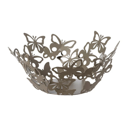 Arti & Mestieri Centrotavola Moderno Farfalloso Piccolo in ferro, colori Oro laccato, Bianco marmo e Beige