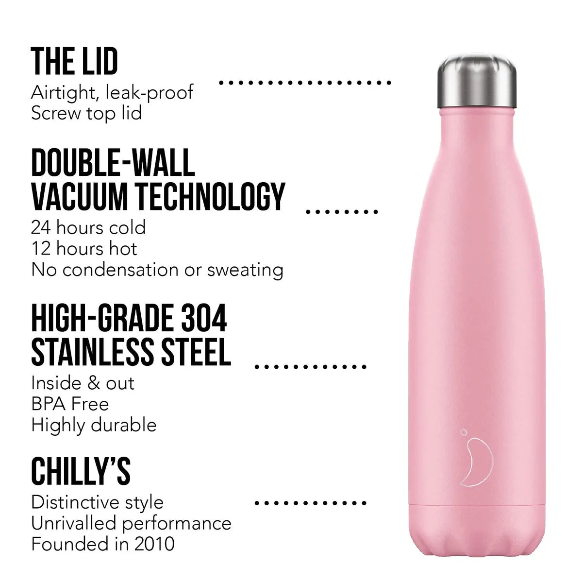 Chilly's bottiglia termica acciaio inossidabile 260/1800ml colore argento