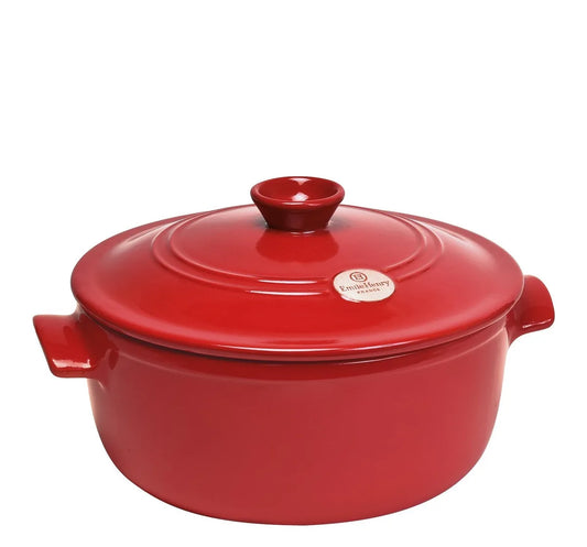 Emile Henry Cocotte Tonda 28,5 cm ghisa smaltata rosso Grand Cru con coperchio