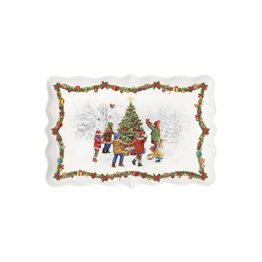 Easy Life piatto rettangolare porcellana Christmas Round Dance 40x25,5 cm multicolore