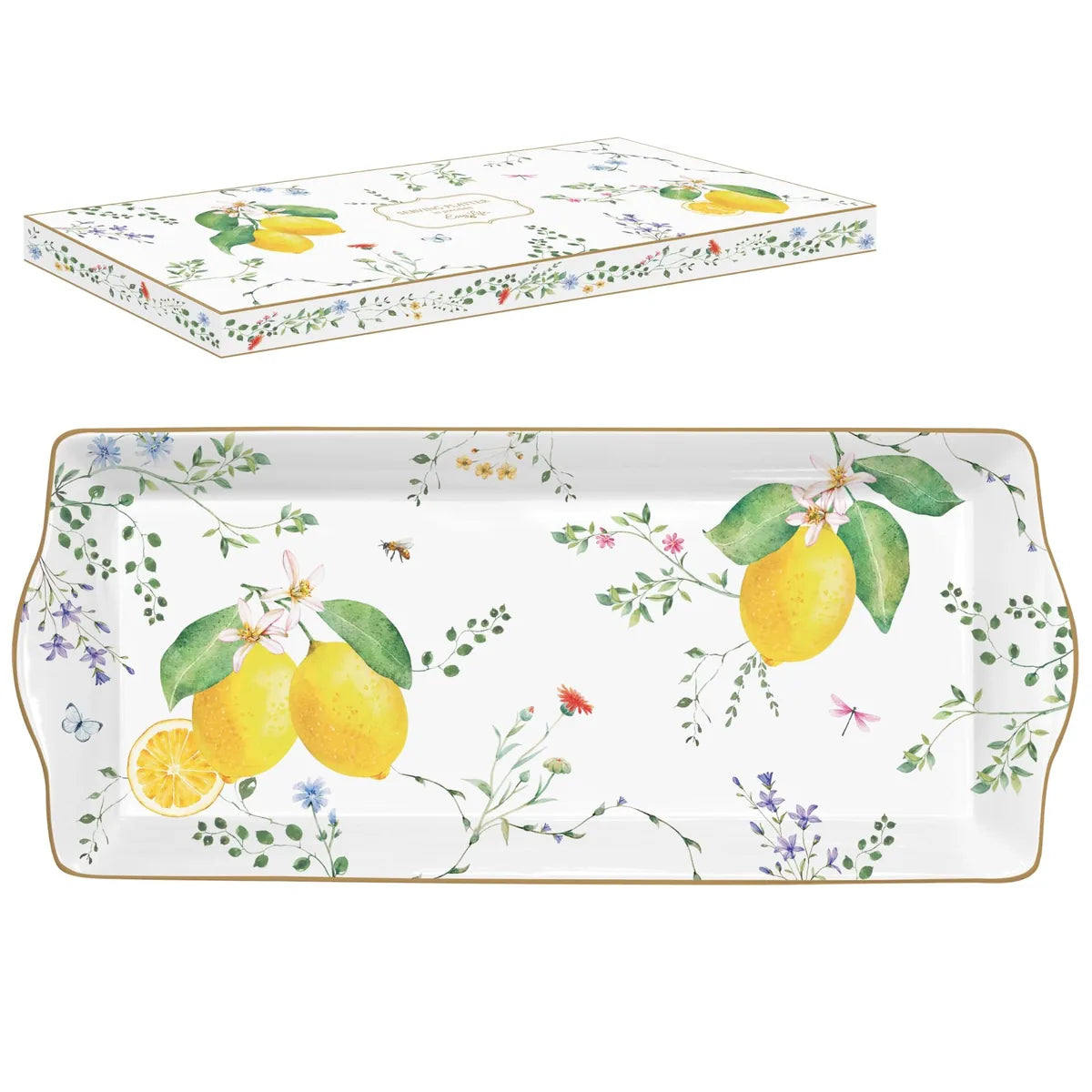 Easy Life Pirofila 35x15 cm porcellana decoro Fiori e Limoni