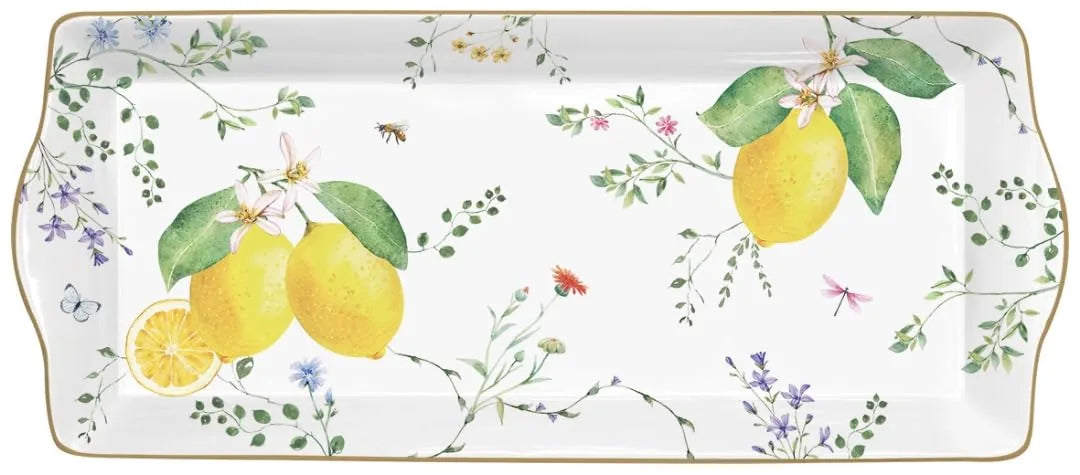 Easy Life Pirofila 35x15 cm porcellana decoro Fiori e Limoni