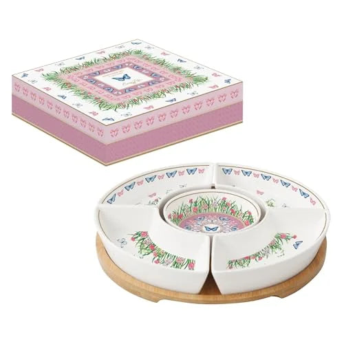 Easy Life confezione 5 ciotole porcellana diametro 25 cm su vassoio