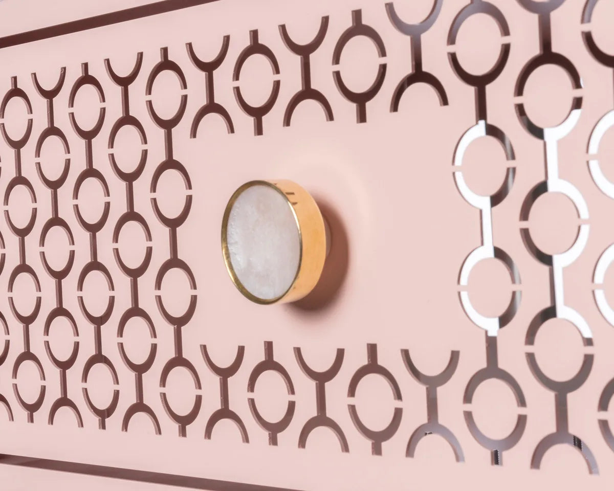 Arti & Mestieri Consolle Mayfair Grande in ferro con pomelli in resina, design glamour per ingresso