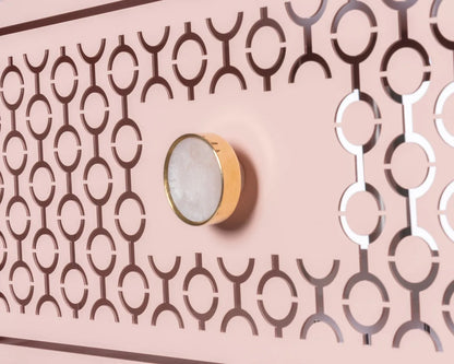 Arti & Mestieri Consolle Mayfair Grande in ferro con pomelli in resina, design glamour per ingresso