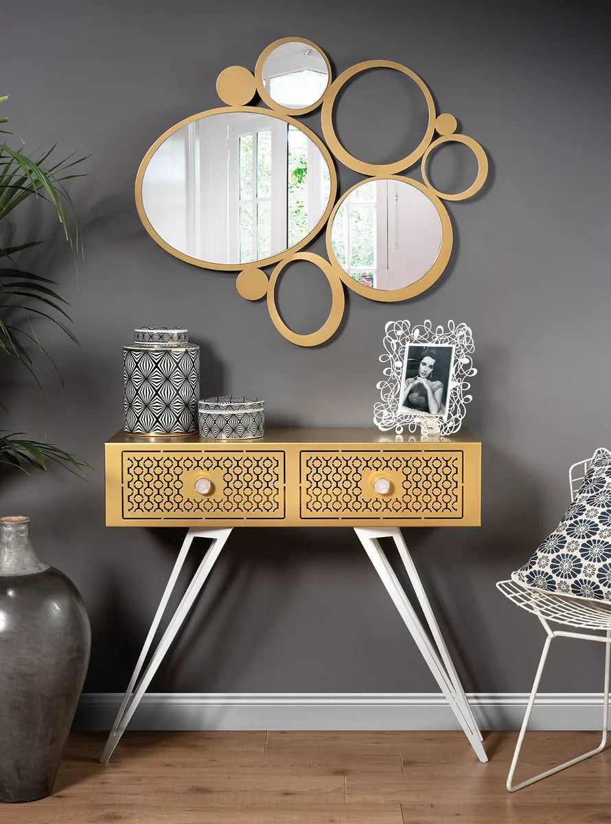 Arti & Mestieri Consolle Mayfair Grande in ferro con pomelli in resina, design glamour per ingresso