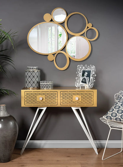 Arti & Mestieri Consolle Mayfair Grande in ferro con pomelli in resina, design glamour per ingresso