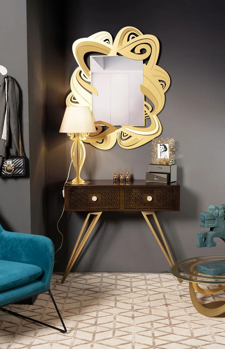 Arti & Mestieri Consolle Mayfair Grande in ferro con pomelli in resina, design glamour per ingresso